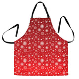 Snowflake Pattern Red Background Adjustable Apron