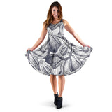 Guava Tropical Hand Drawn Pattern Sleeveless Midi Dress