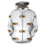 Cute Beagle Dog Sleeping Pattern Zip Up Hoodie