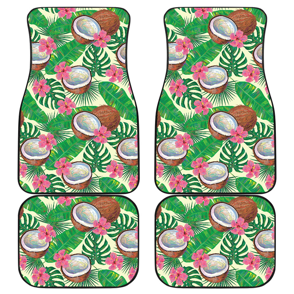 Coconut Pattern Print Design 01 Front and Back Car Mats