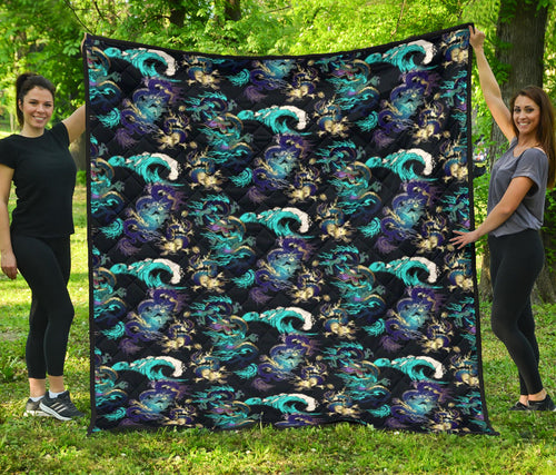 Dragon Sea Wave Pattern Premium Quilt