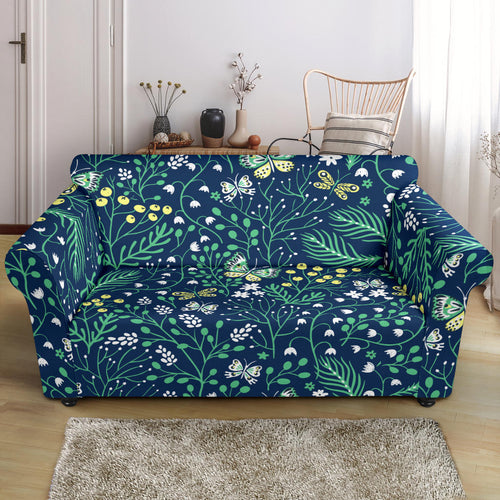 Butterfly Leaves Pattern Loveseat Couch Slipcover