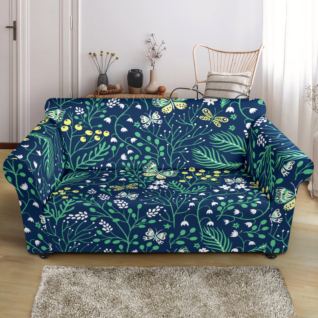 Butterfly Leaves Pattern Loveseat Couch Slipcover