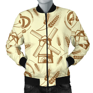 Windmill Wheat Pattern Men'S Bomber Jacket