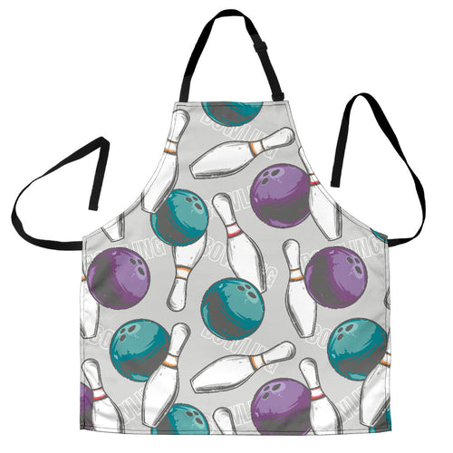 Bowling Ball And Pin Gray Background Adjustable Apron