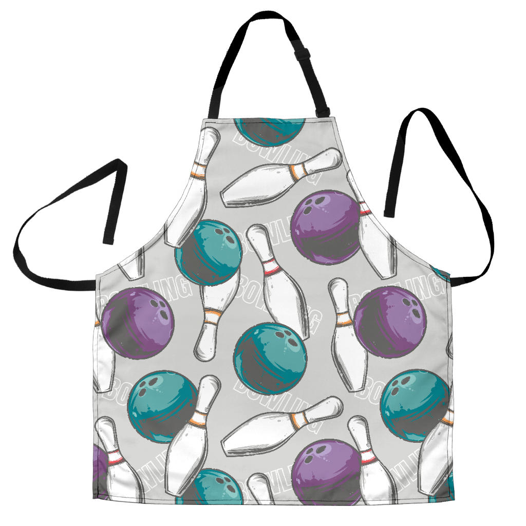 Bowling Ball And Pin Gray Background Adjustable Apron