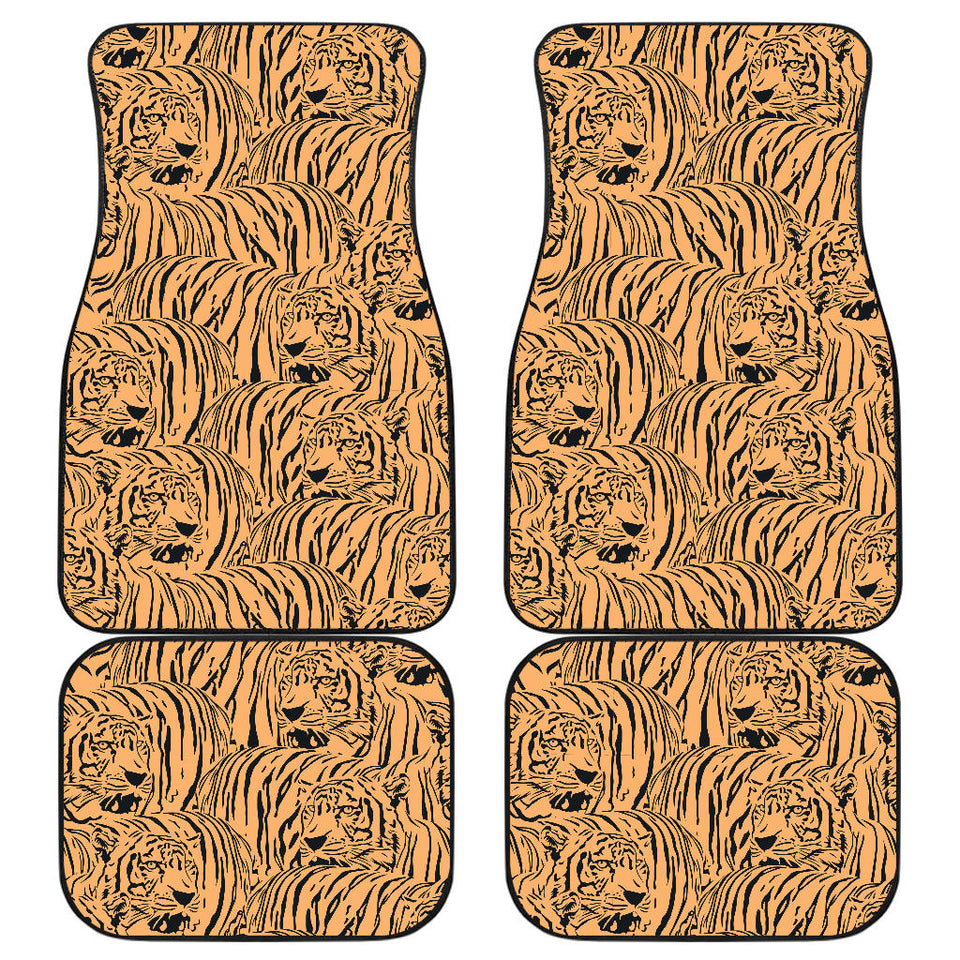 Bengal Tigers Pattern Front And Back Car Mats
