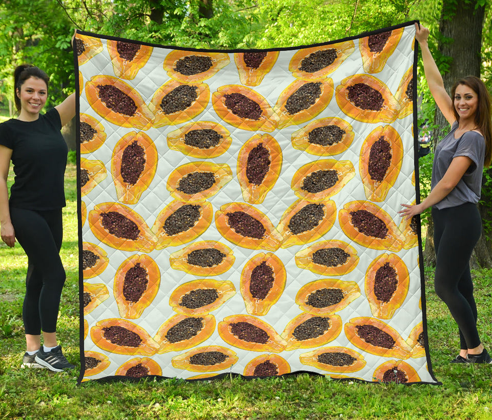 Watercolor Papaya Pattern Premium Quilt