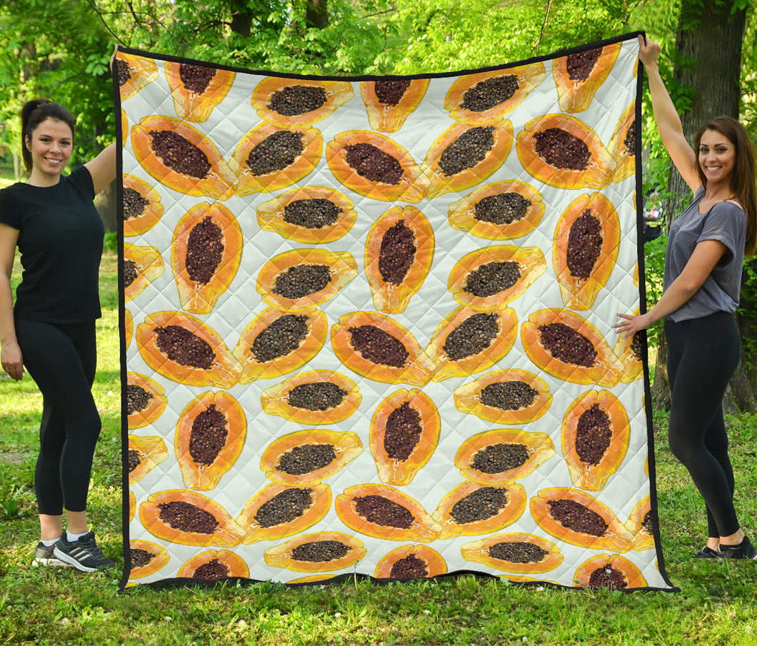 Watercolor Papaya Pattern Premium Quilt