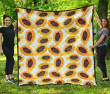 Watercolor Papaya Pattern Premium Quilt