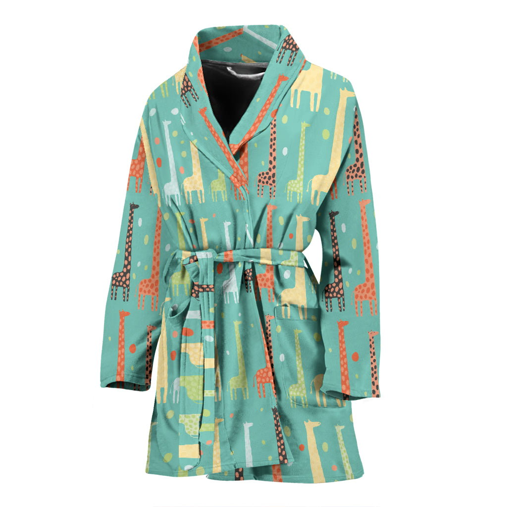 Giraffe Pattern Print Design 01 Women's Bathrobe