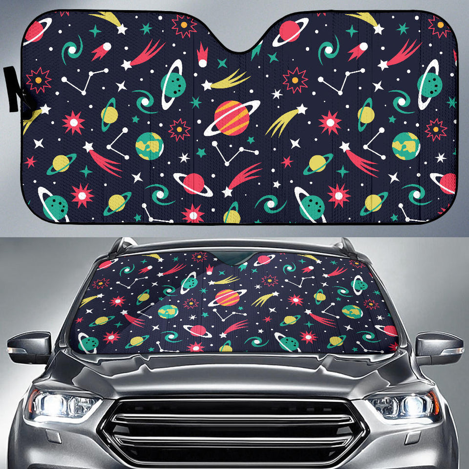 Colorful Space Pattern Planet Star Car Sun Shade