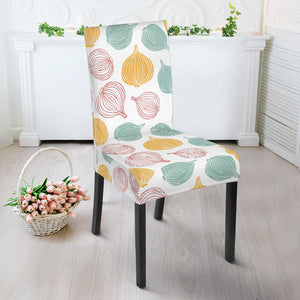 Colorful Onions White Background Dining Chair Slipcover