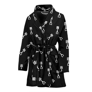 Engine Piston Black Theme Pattern Print Design 03 Women's Bathrobe