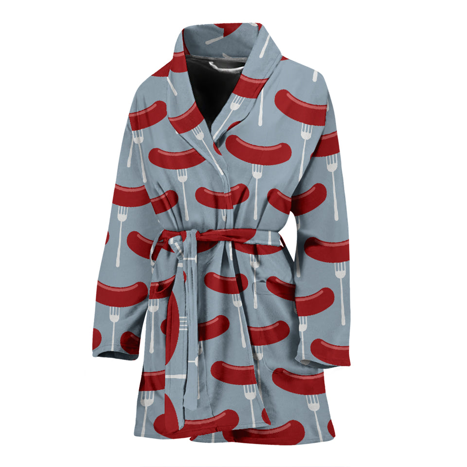 Sausage Pattern Print Design 02 Women's Bathrobe