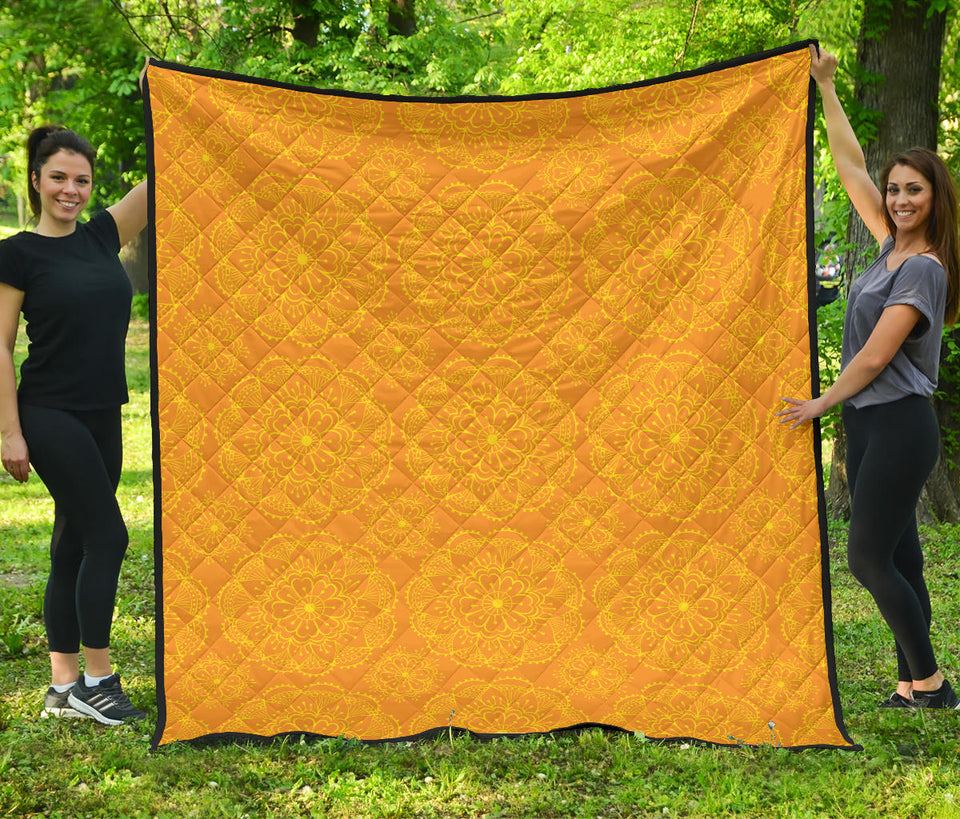 Orange Traditional Indian Element Pattern Premium Quilt