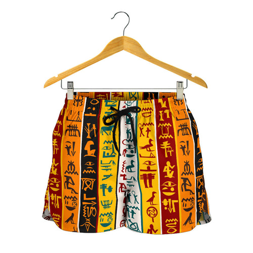 Egypt Hieroglyphics Pattern Print Design 01 Women Shorts