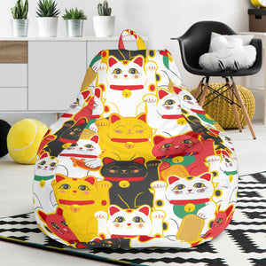 Colorful Maneki Neko Lucky Cat Pattern Bean Bag Cover