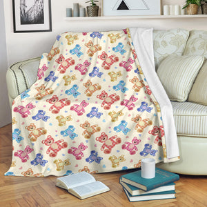 Teddy Bear Pattern Print Design 05 Premium Blanket