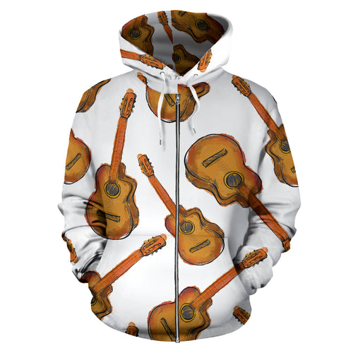 Paint Guitar Pattern Zip Up Hoodie