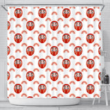 Daruma Japanese Wooden Doll Design Pattern Shower Curtain Fulfilled In US