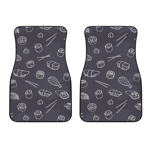 Sushi Pattern Black Background Front Car Mats