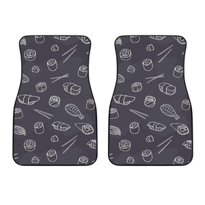 Sushi Pattern Black Background Front Car Mats