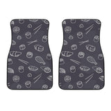 Sushi Pattern Black Background Front Car Mats