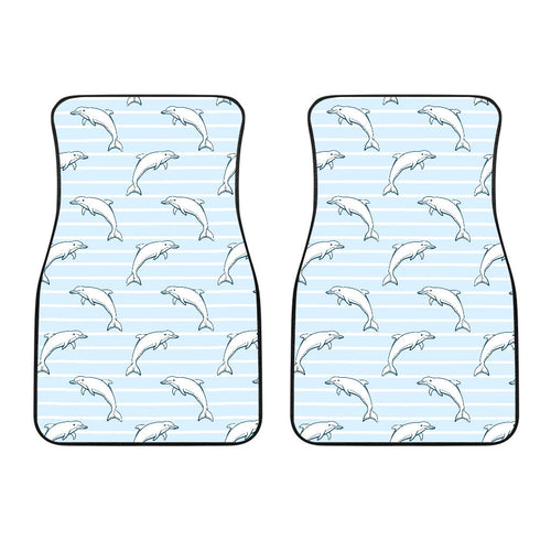 Dolphin Blue Striped Background Front Car Mats