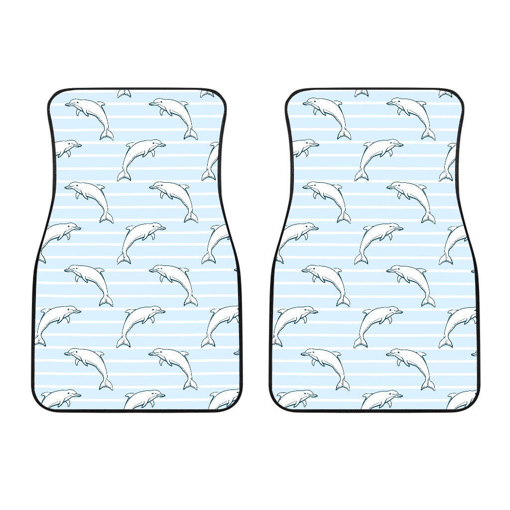 Dolphin Blue Striped Background Front Car Mats