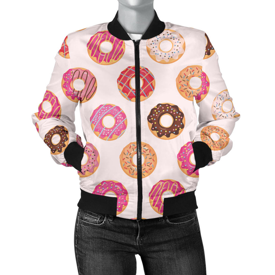 Colorful Donut Pattern Women'S Bomber Jacket