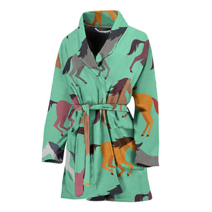 Colorful Horses Pattern Women'S Bathrobe