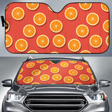Oranges Pattern Red Background Car Sun Shade