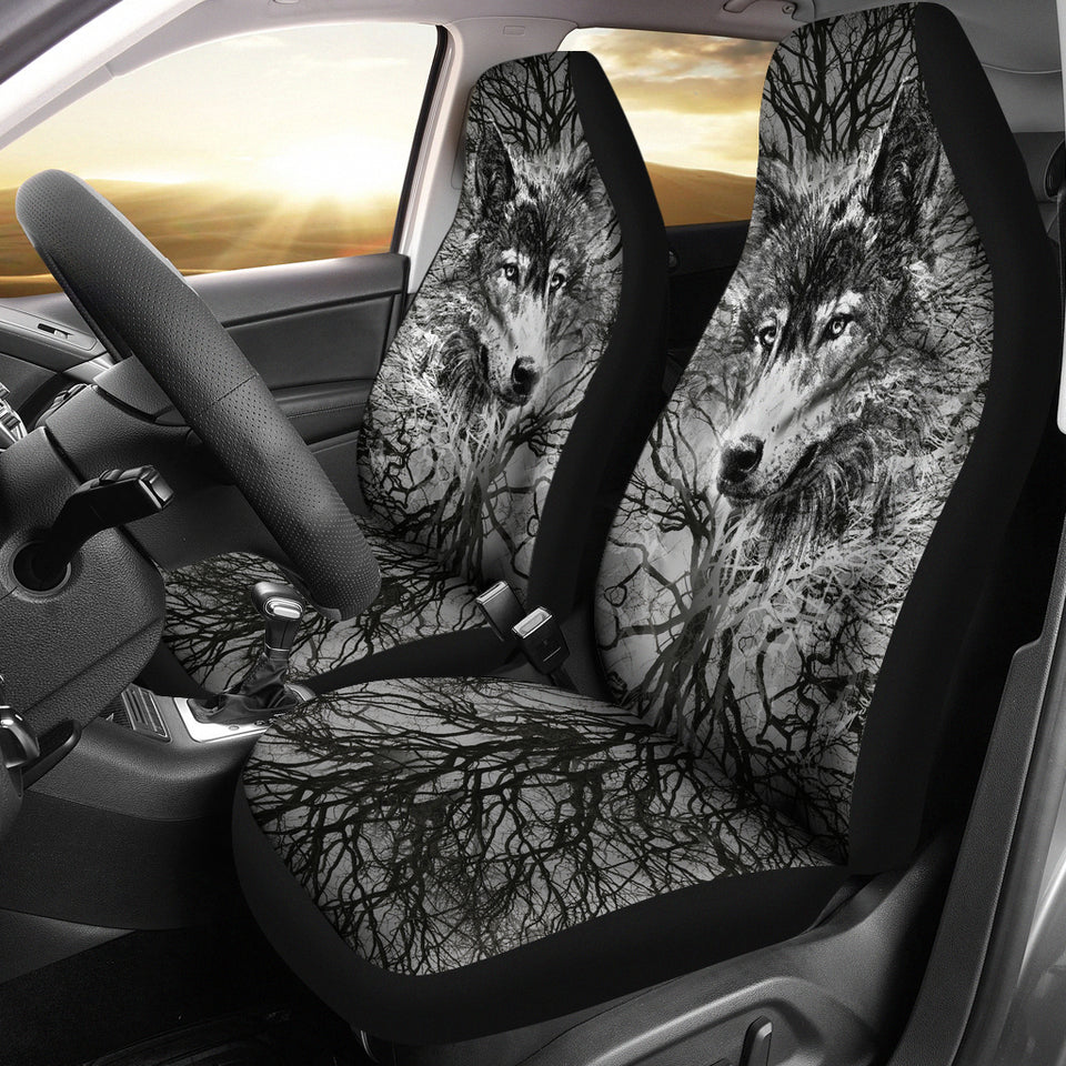 Wolf Behind Tree Car Seat Covers