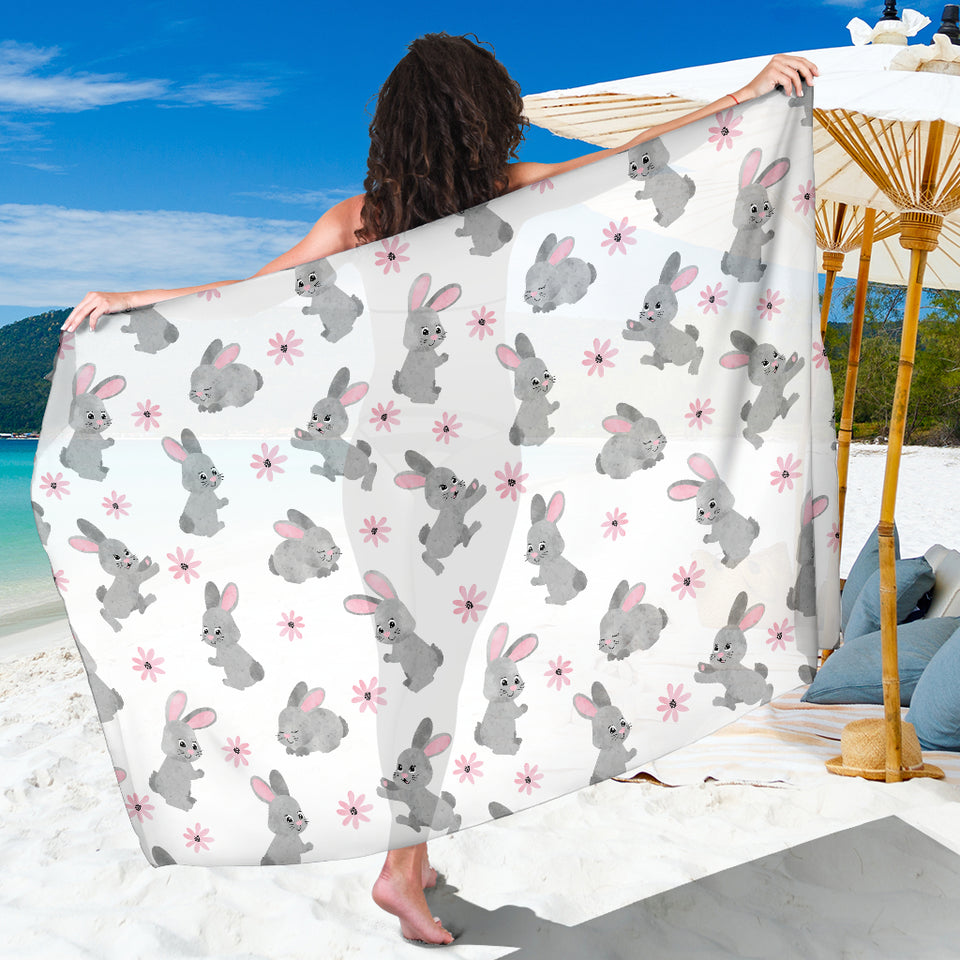 Watercolor Cute Rabbit Pattern Sarong