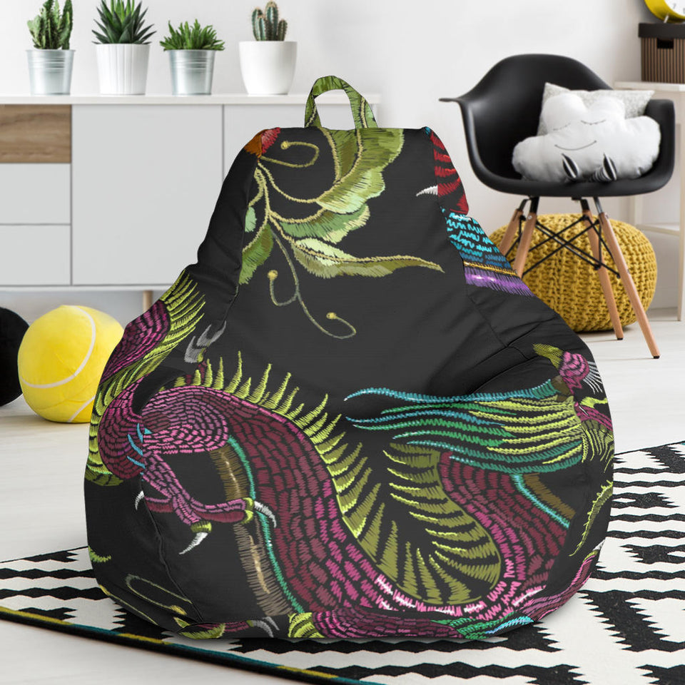 Dragons Flower Pattern Bean Bag Cover