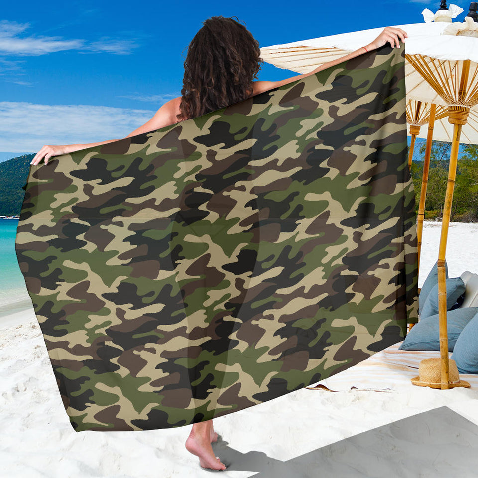 Dark Green Camo Camouflage Pattern Sarong