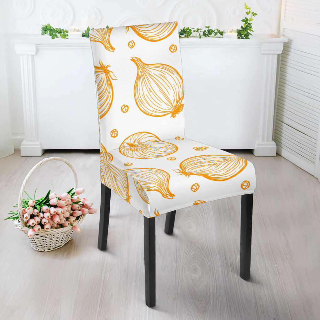 Hand Drawn Onion Pattern Dining Chair Slipcover
