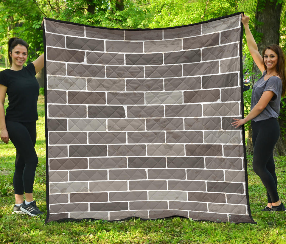 Brick Printed Pattern Print Design 05 Premium Quilt