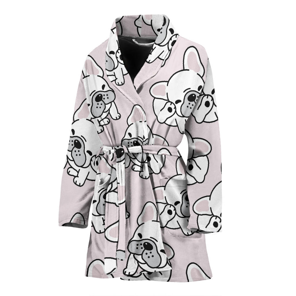 Cute French Bulldog Pattern Women'S Bathrobe