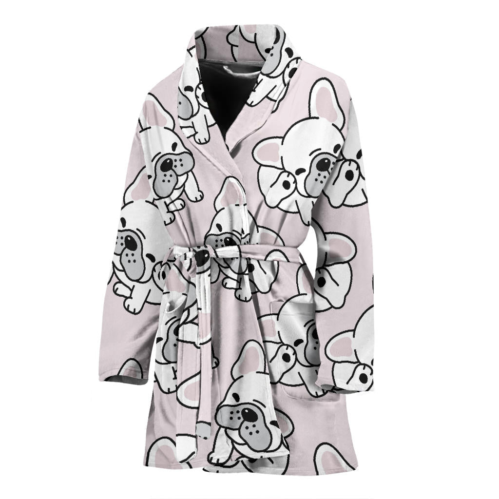 Cute French Bulldog Pattern Women'S Bathrobe