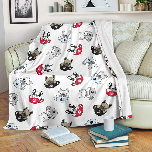 French Bulldog Cup Paw Pattern Premium Blanket