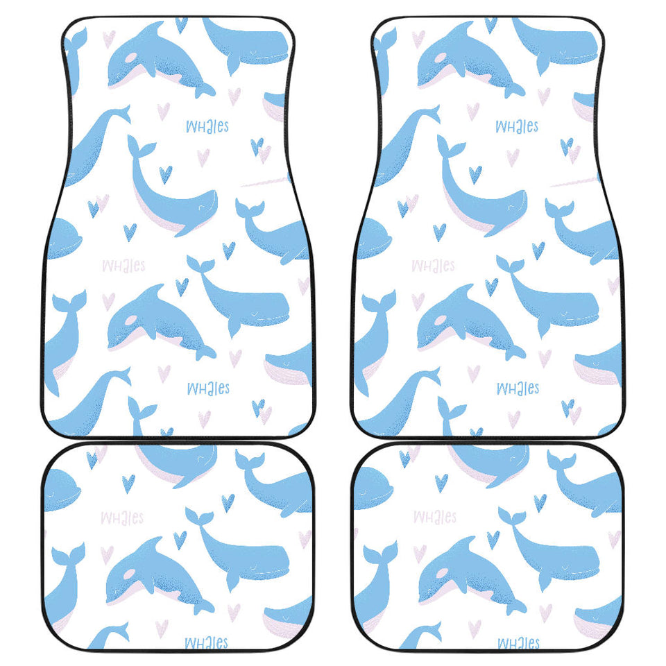 Blue Whale Pattern Front And Back Car Mats