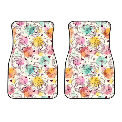 Clock Butterfly Pattern Front Car Mats