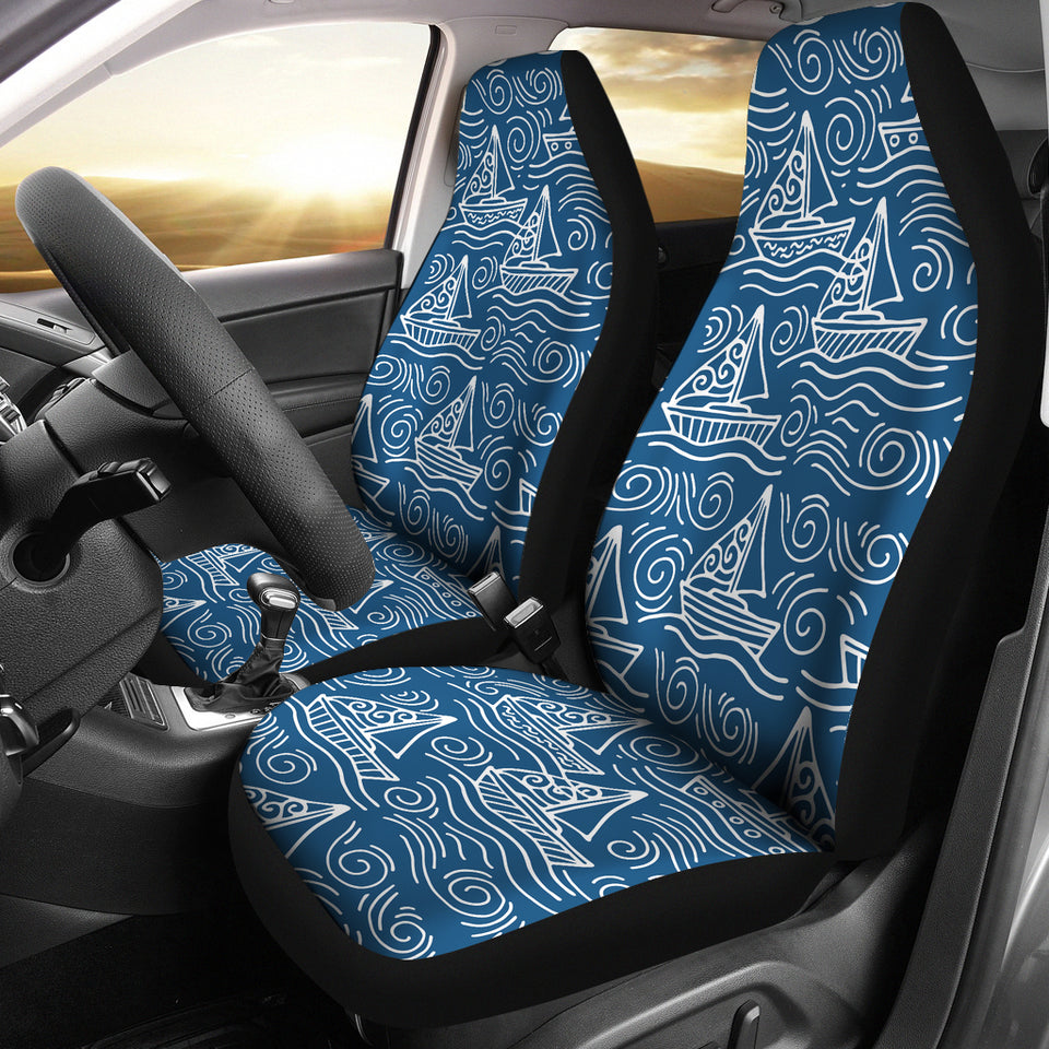 Hand Drawn Sailboat Pattern  Universal Fit Car Seat Covers