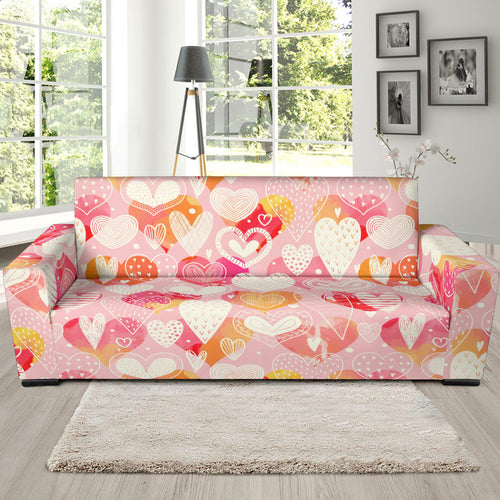 Hand Drawn Heart Design Pattern Sofa Slipcover