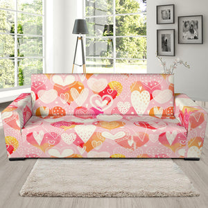 Hand Drawn Heart Design Pattern Sofa Slipcover