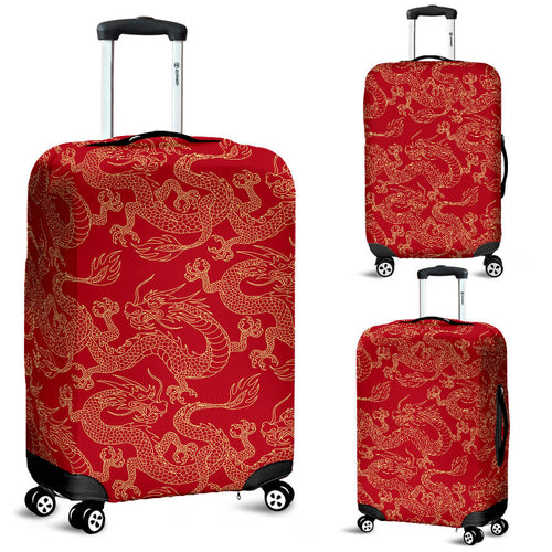 Gold Dragons Red Background Luggage Covers