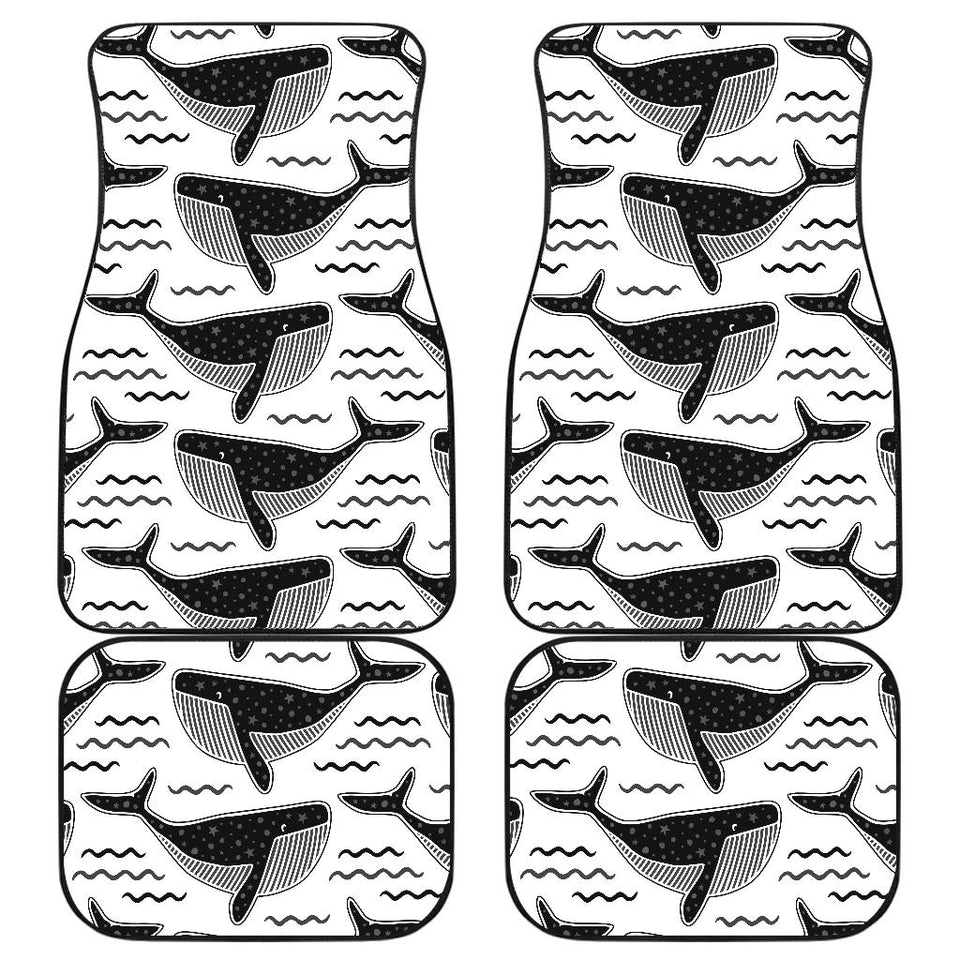 Black Whale Pattern Front And Back Car Mats