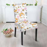 Corgi Dog Pattern Dining Chair Slipcover